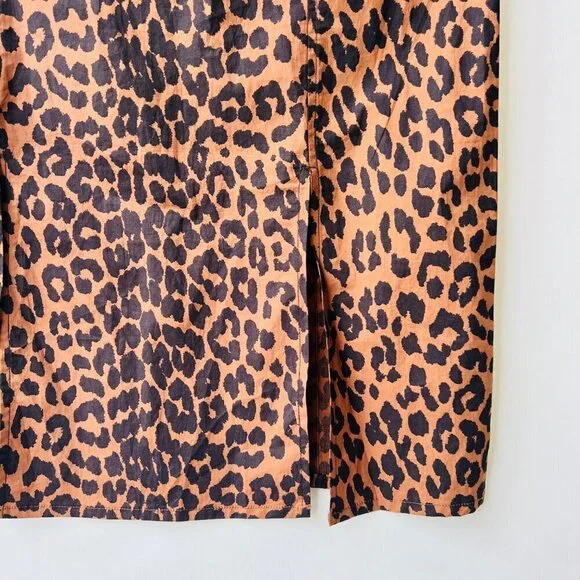 Ganni Sustain Leopard puff sleeves midi dress, Brown Leopard, Size 34 - Picture 5 of 13